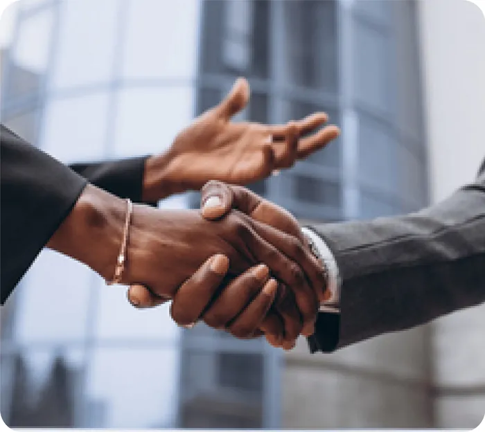 Two business people shaking hands